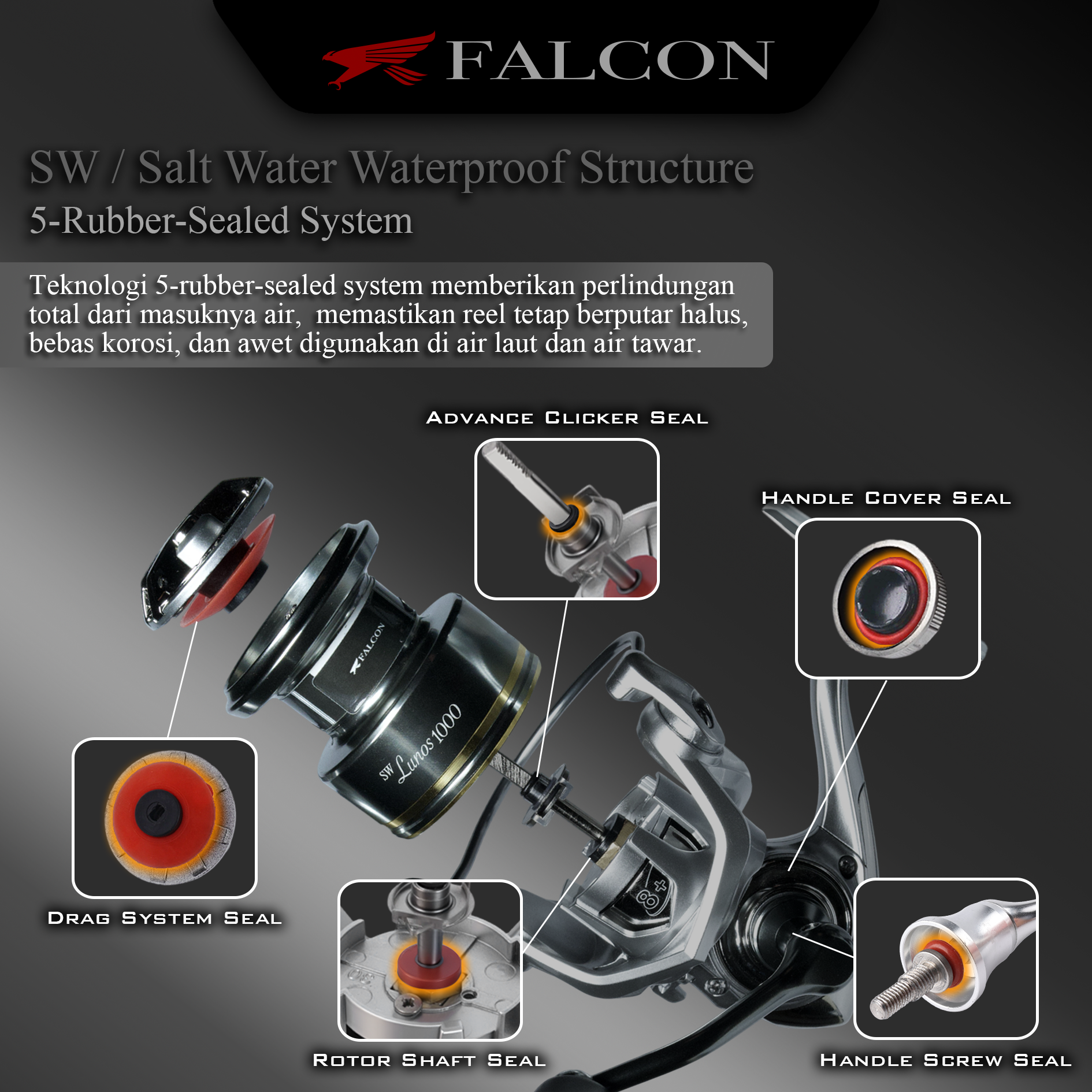 Reel Pancing Falcon Lunos SW / Salt water